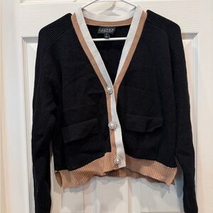Laundry by Shelli Segal Black and Brown Cardigan